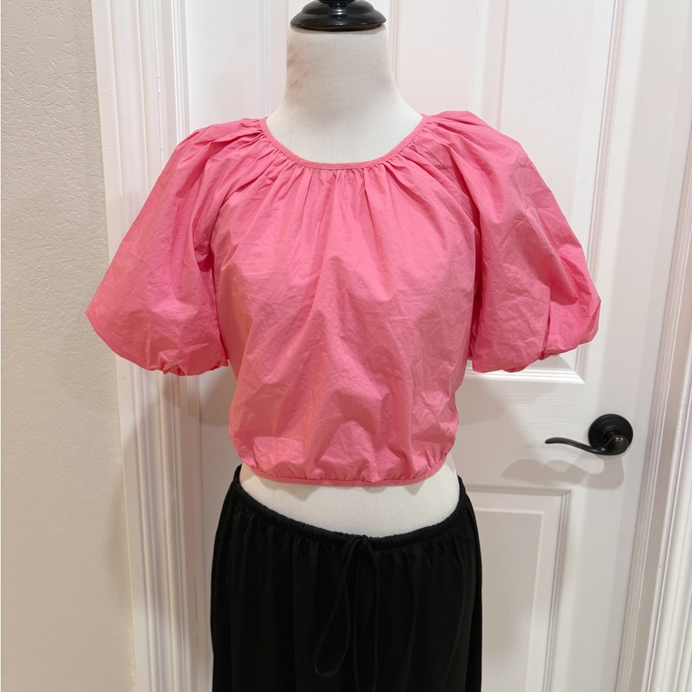 Greylin Nadia Tie Back Poplin Crop Top - Picture 3 of 10